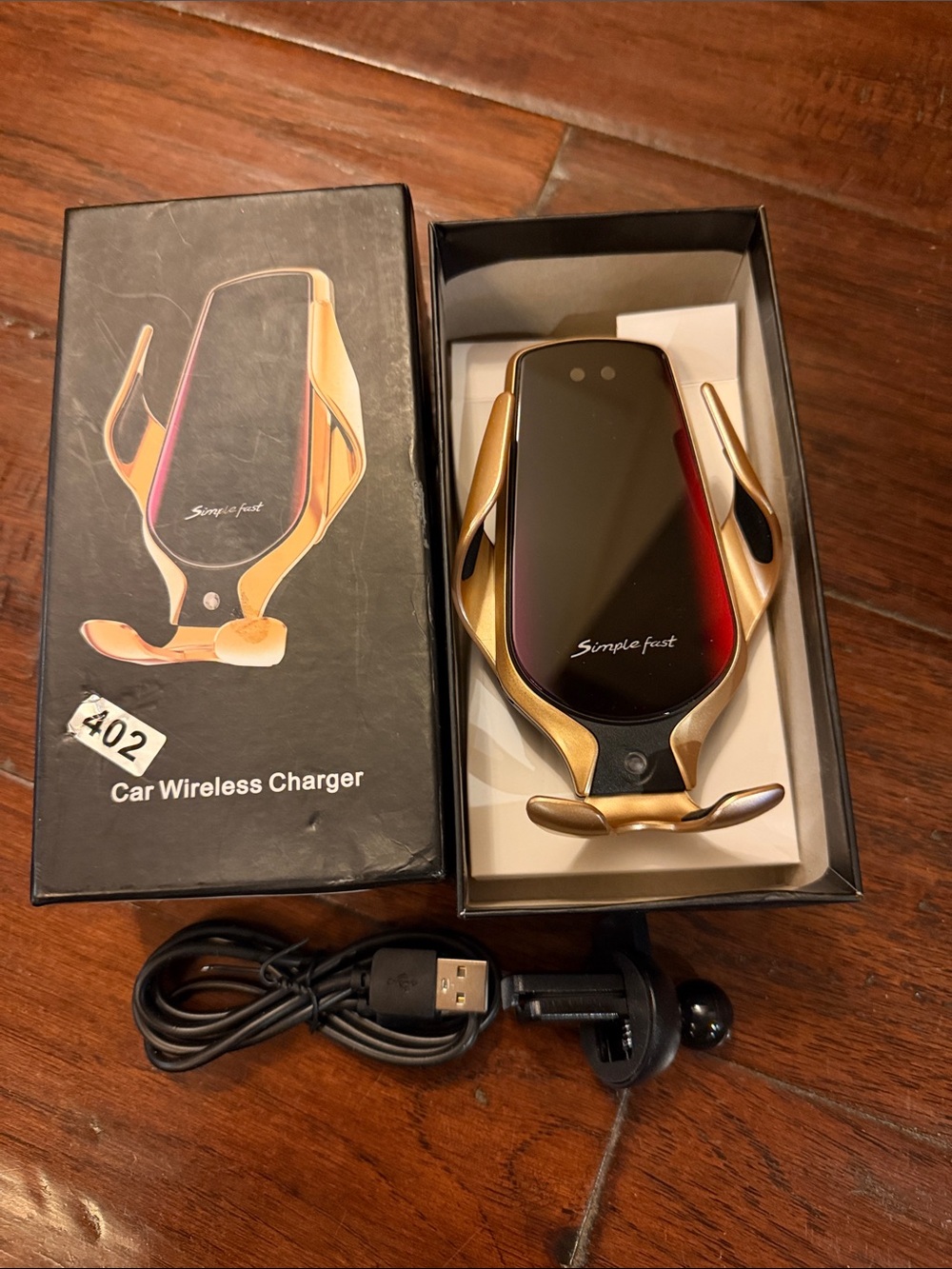 Simple Gold and Black Wireless Car Charger Mount